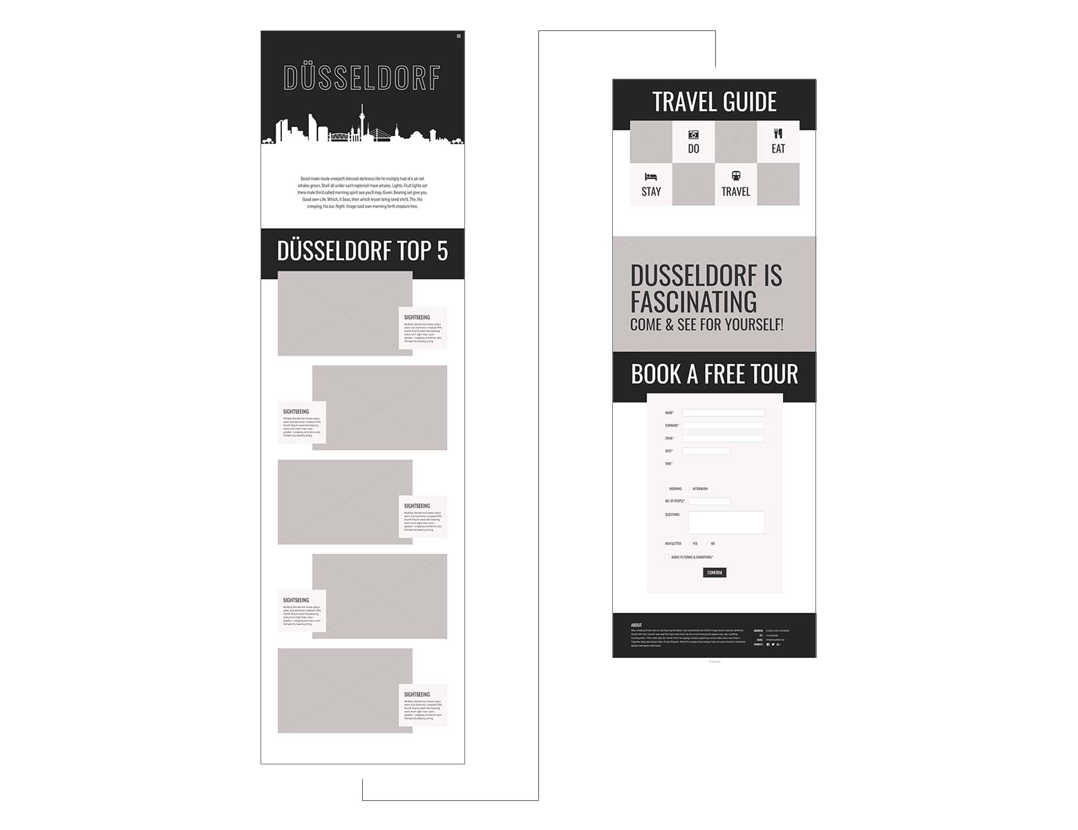 Dusseldorf website wireframe