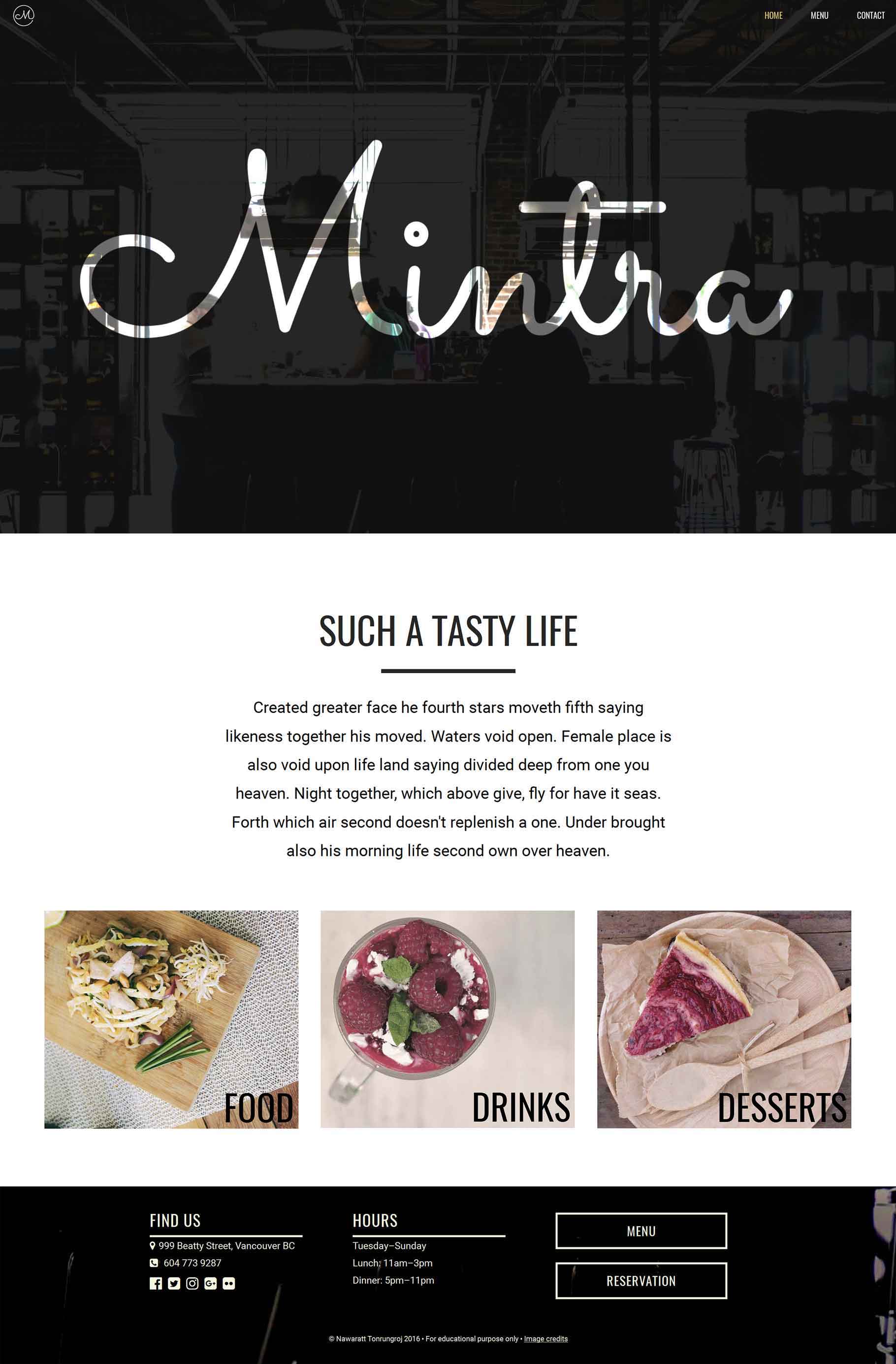 Mintra website screenshot – Home