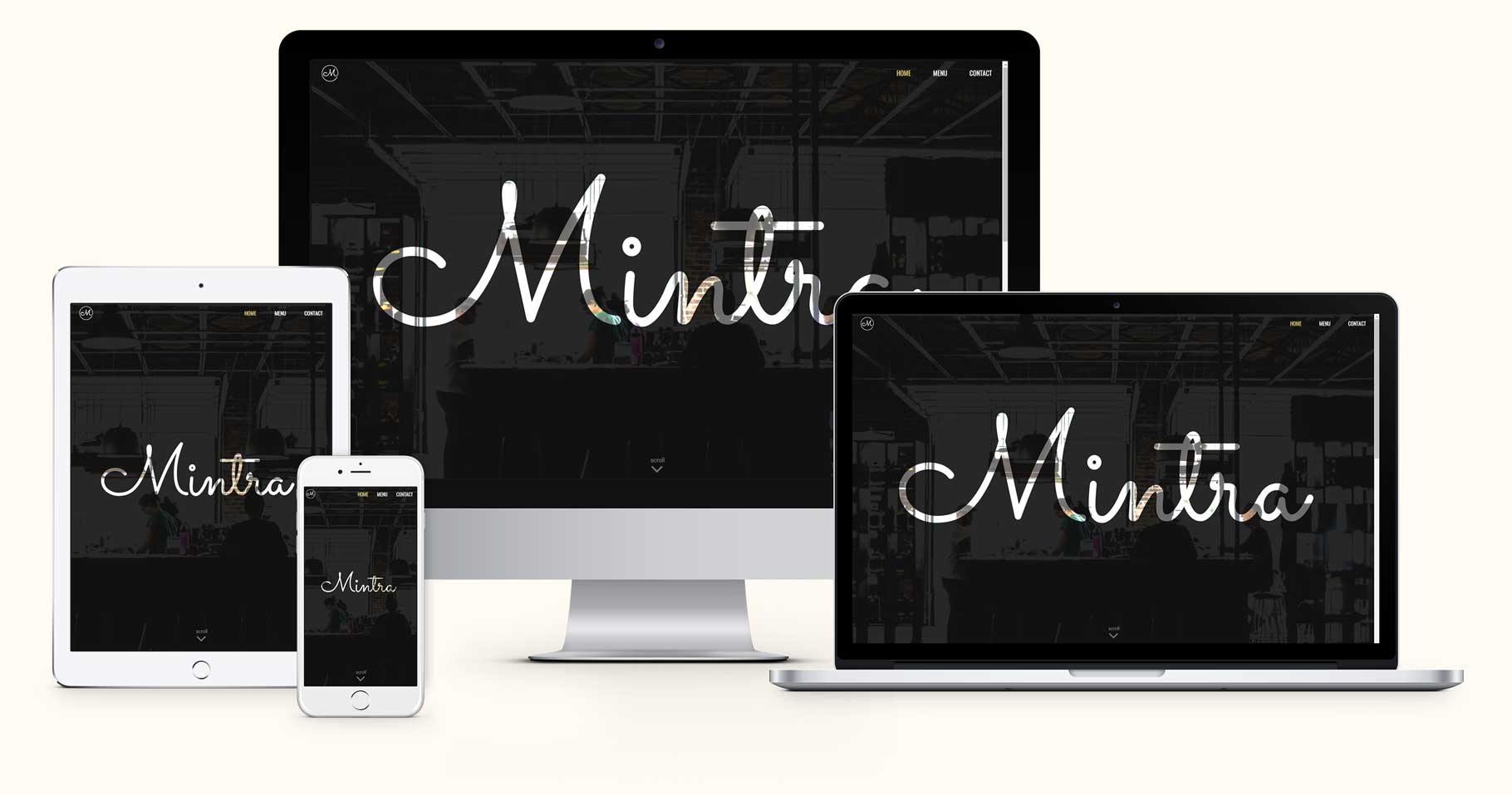 Mintra website multiple devices showcase – Home