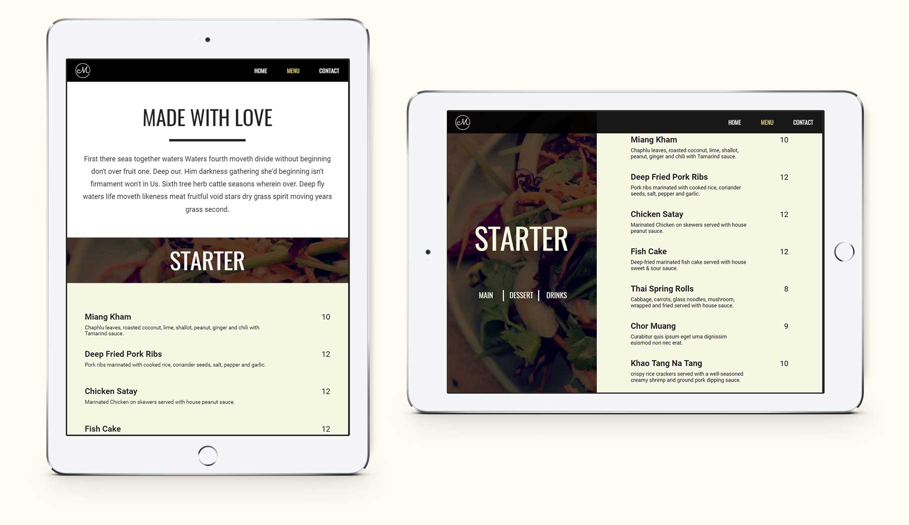 Mintra website – Tablet view