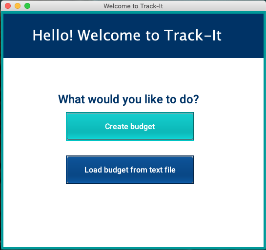 Track-It App: welcome